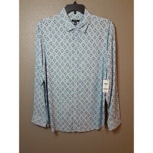 NWT Alfani Men's XL Linen Blend Long Sleeve Shirt XL Blue New $65
